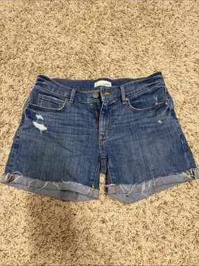 LOFT Dark Blue Distressed Cuffed Denim Shorts